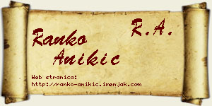 Ranko Anikić vizit kartica